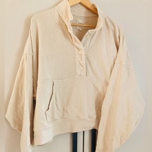 Aerie front pocket henley pullover sweatshirt- L